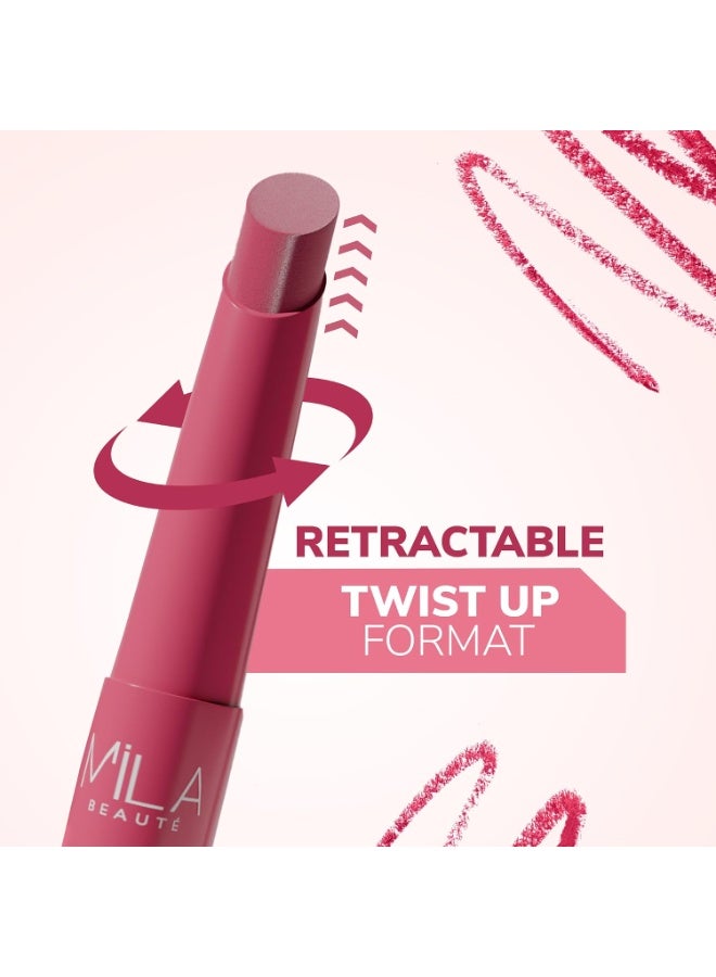 ميلا بيوتي قلم شفاه مطفي «Pout It Out» من Mila Beauté | غني بالألوان ومُغنى بزيت الجوجوبا | لمسة نهائية مطفية ناعمة | قوام كريمي وخفيف الوزن | سهل التطبيق | اللون - (رابونزيل 1.25 جم) - Image 5
