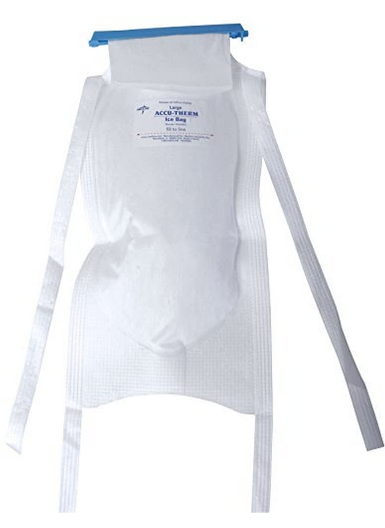 Medline Medline Refillable Ice Bags with Clamp Closure, 3-Layer Plastic, 6.5 Inches x 14 Inches, Attached Ties, White, Case of 50 