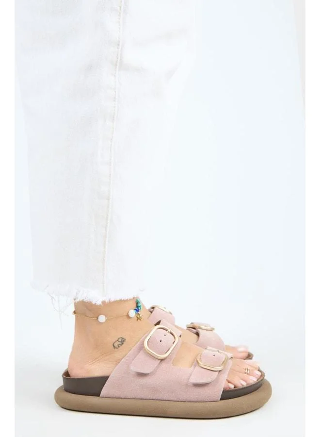 Manijero  Lavender Women's Genuine Leather Double-Strap Powder Slipper. for Women | Best Price UAE