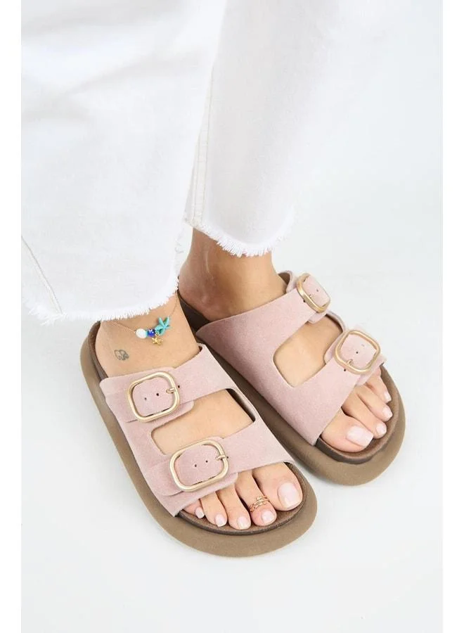 Manijero  Lavender Women's Genuine Leather Double-Strap Powder Slipper. for Women | Best Price UAE