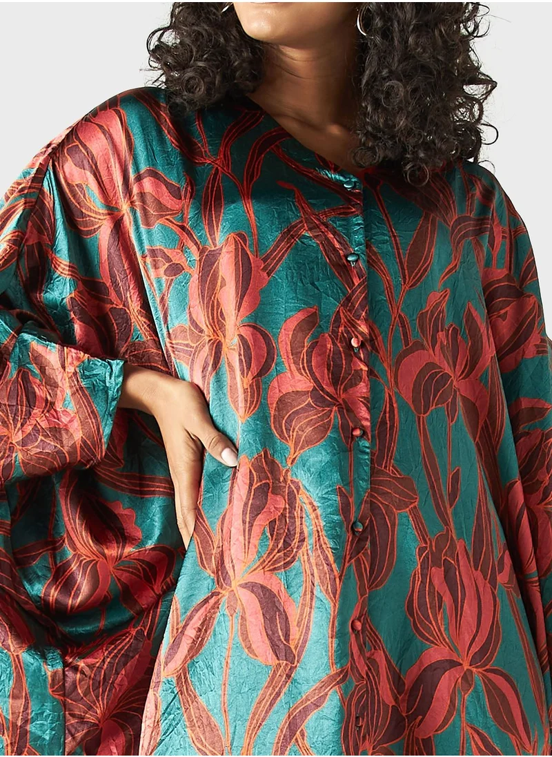 Iconic Floral Print Puff Sleeve Dress