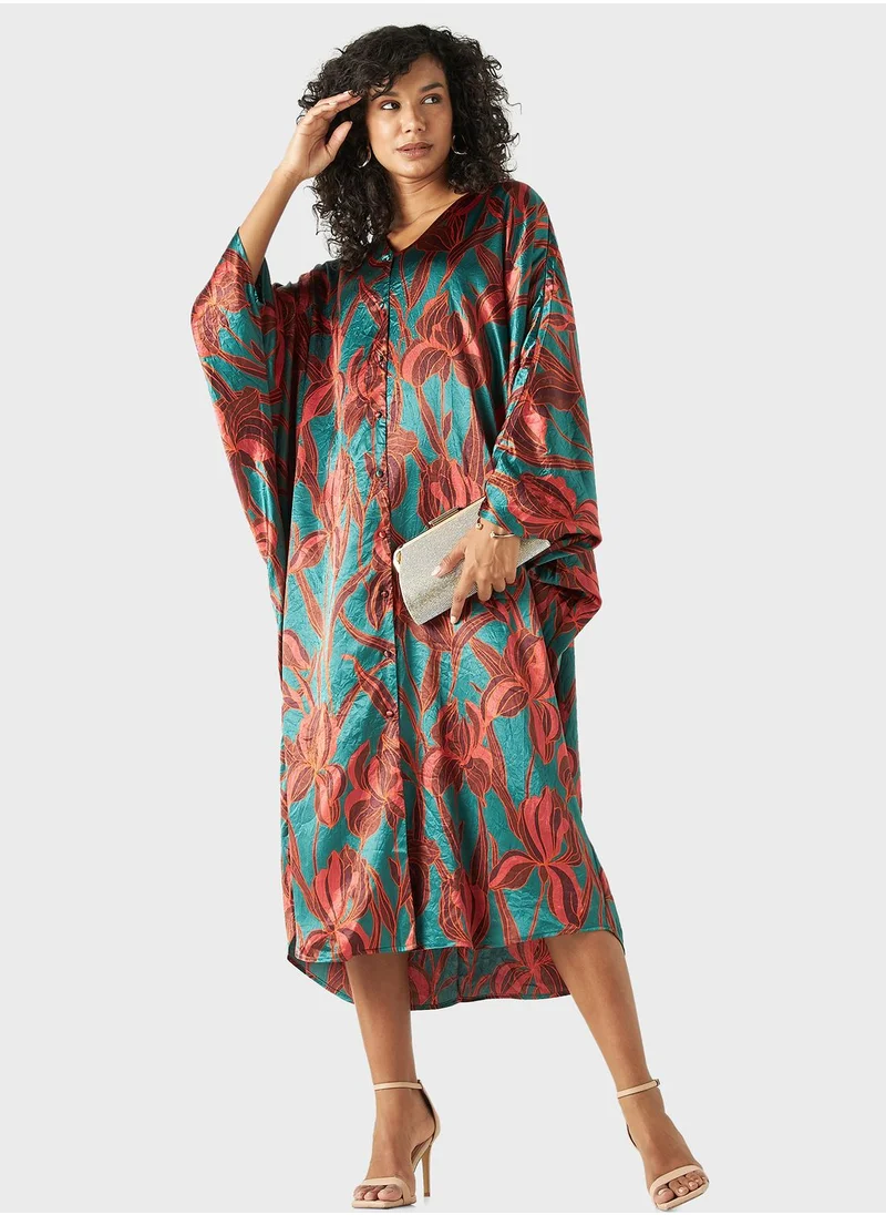 Iconic Floral Print Puff Sleeve Dress