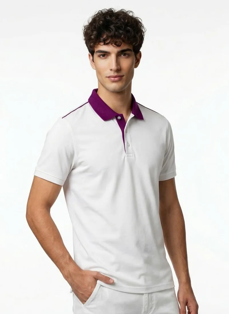 NOBERO White Nobero Accent Collar Polo T- Shirt  for Men for Men | Best Price UAE
