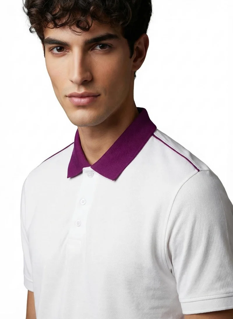 NOBERO White Nobero Accent Collar Polo T- Shirt  for Men for Men | Best Price UAE