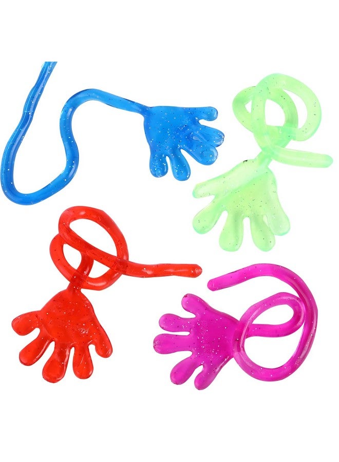Adorox 72 Pieces Vinyl Glitter Sticky Hands Party Favor Birthday Gifts Toys Goodies (1 1/4" Long) - Image 4