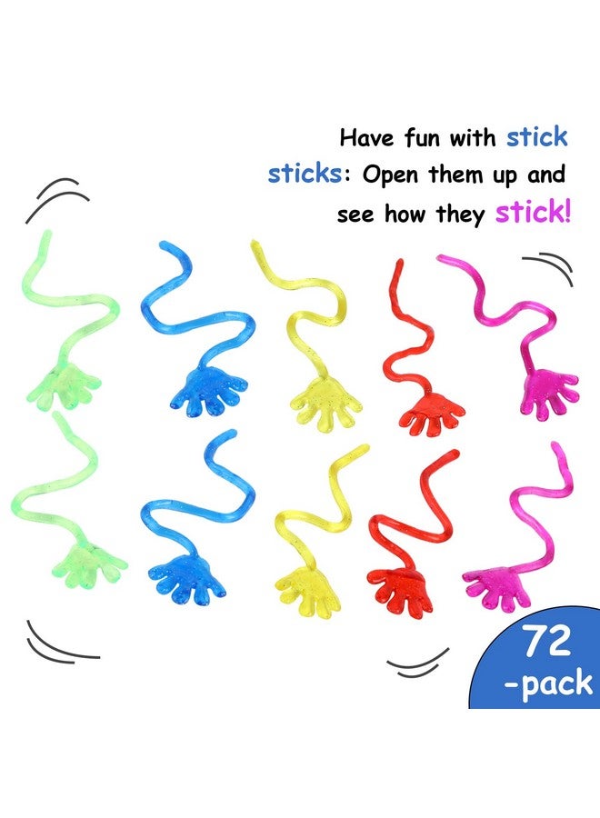Adorox 72 Pieces Vinyl Glitter Sticky Hands Party Favor Birthday Gifts Toys Goodies (1 1/4" Long) - Image 5