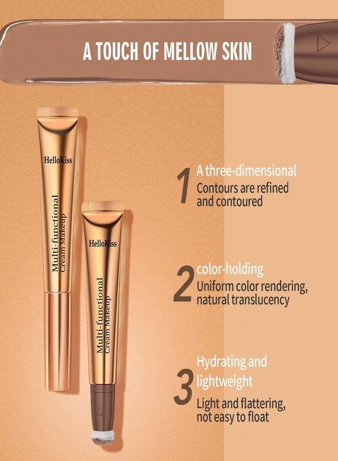 كيو اي سي قلم تحديد الوجه السائل، قلم مكياج سائل مع أداة تطبيق، قلم برونزر كريمي بلمسة نهائية طبيعية غير لامعة، قلم برونزر كريمي مغذي (02، 0.51 أونصة سائلة) - Image 2