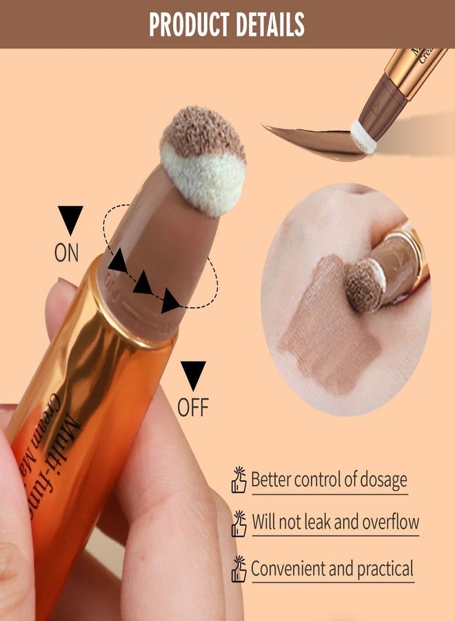 كيو اي سي قلم تحديد الوجه السائل، قلم مكياج سائل مع أداة تطبيق، قلم برونزر كريمي بلمسة نهائية طبيعية غير لامعة، قلم برونزر كريمي مغذي (02، 0.51 أونصة سائلة) - Image 3