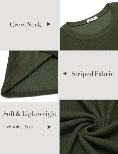 COOFANDY Thermal Underwear for Men Long Sleeve Shirts Casual Lightweight Sweatshirt Knit Sweater Slim Fit Base Layer Basic T-Shirt Army Green - Image 5