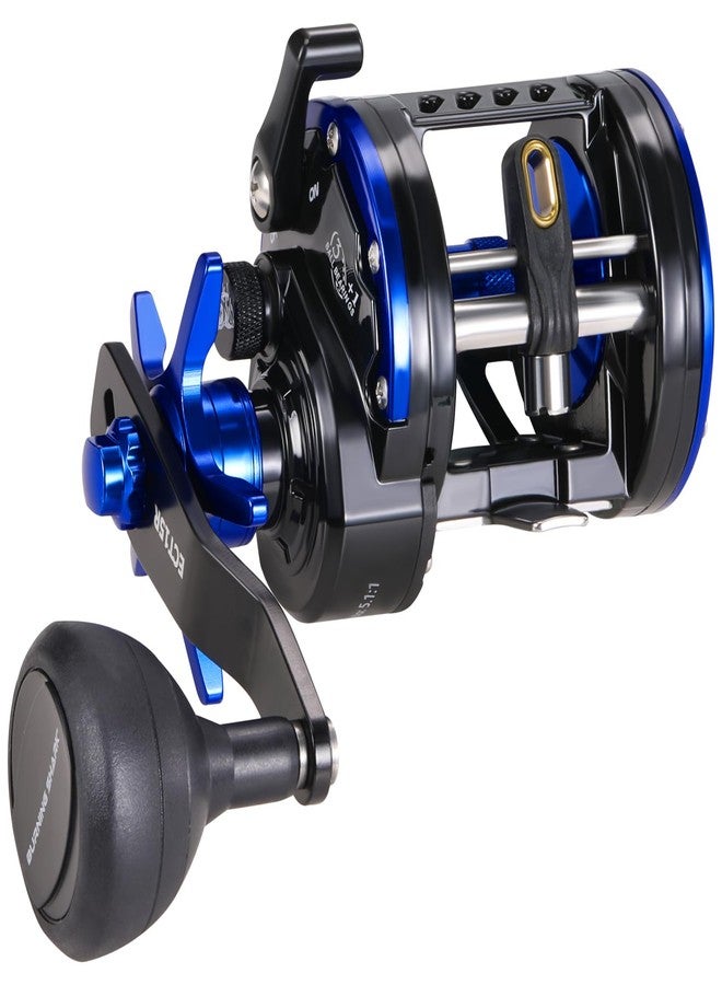 Burning Shark Fishing Reel Round Baitcasting Reel, Saltwater Inshore Surf Trolling Reel, Conventional Reel for Catfish, Musky, Bass, Pike -ECT15R - Image 1