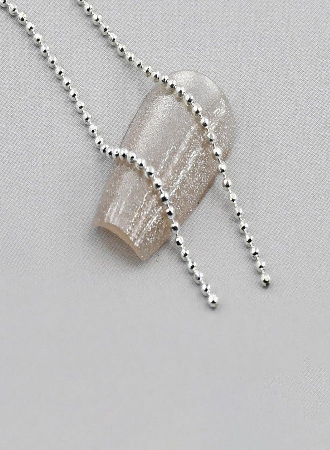 Bellecrey 4pcs Silver Metal Chain Nail Charms 1mm Nail Chains Jewelry Metal Stereo Style Accessories Steel Silver Gold 3D Rhinestone 50cm Nail Art Chain for DIY Nail Ornaments Nail Art Studs - Image 3