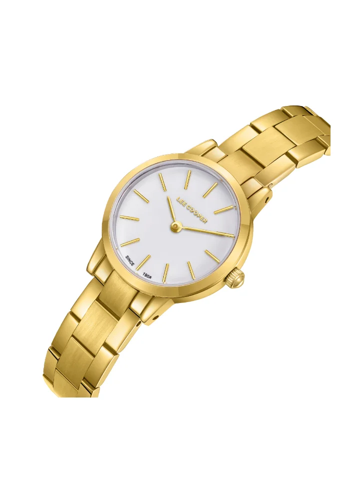 Lee Cooper Women's Analog Display Watch With Gold Metal Strap - LC08098.120