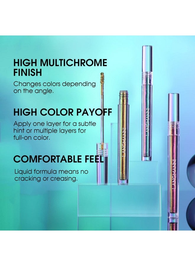Jolilab Metallic Liquid Chameleon Eyeshadow Multi Dimensional Eye Looks Long Lasting Holographic Glitter Multichrome Eyeshadows Makeup ( Peacock+Wonder+Ember) - Image 4