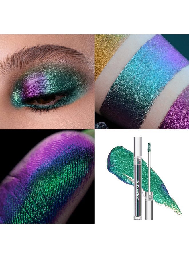 Jolilab Metallic Liquid Chameleon Eyeshadow Multi Dimensional Eye Looks Long Lasting Holographic Glitter Multichrome Eyeshadows Makeup ( Peacock+Wonder+Ember) - Image 5