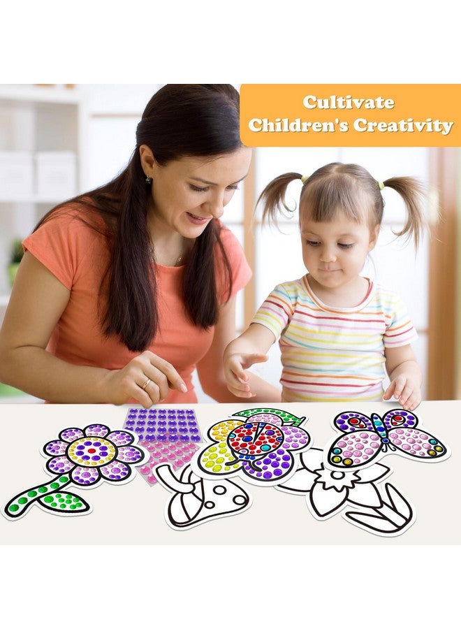 atydkug atydkug Window Suncatcher Gemstone Sticker Craft Kits for Kids - Diamond 6 Sheets Flowers Gem Art Painting Kits by Numbers for Girl, Birthday Party Supplies Gifts for 6 7 8 9 10 11 12 Year Old  - Image 4