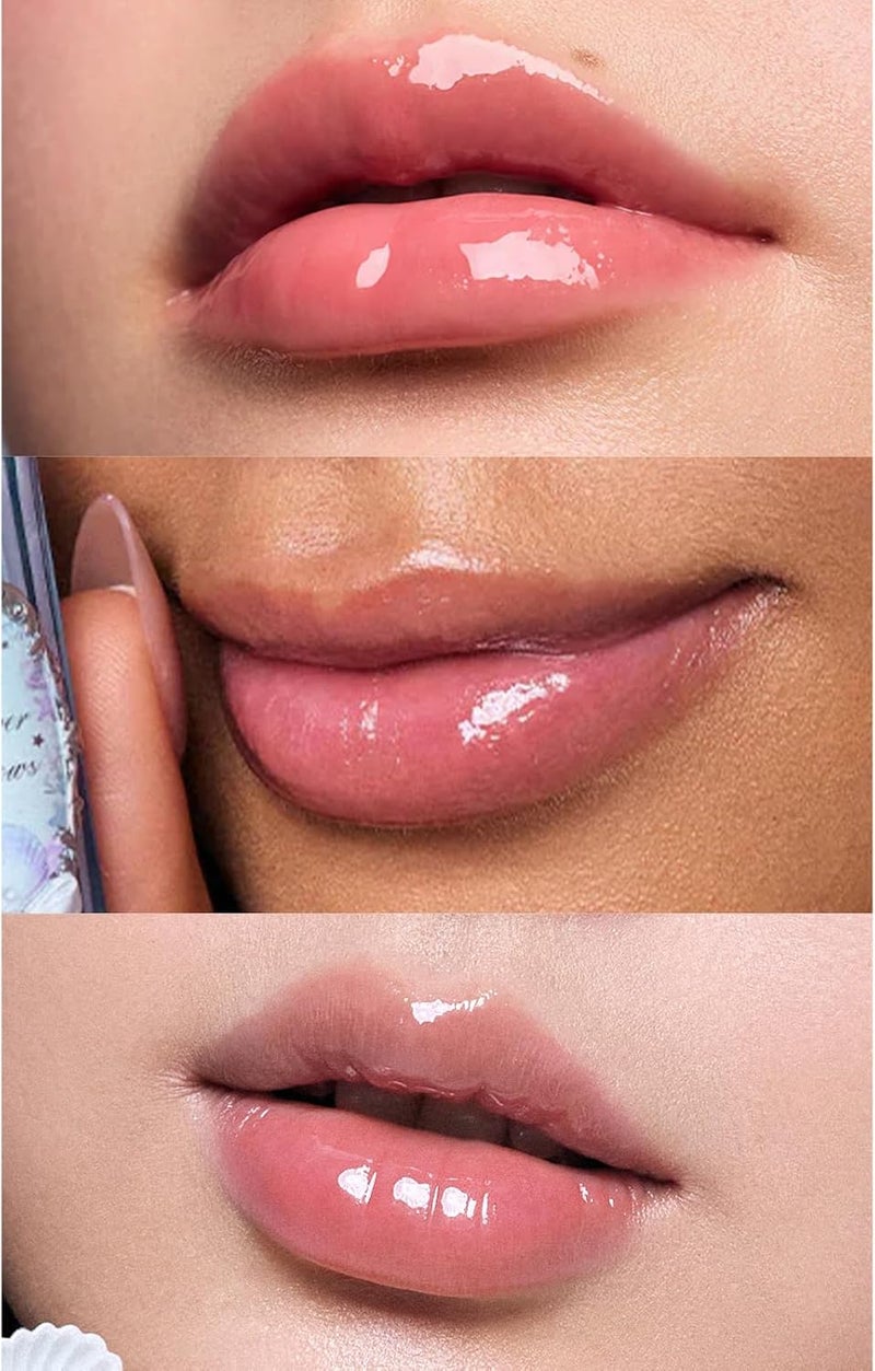 Flower Knows Shell's Jewel Nourishing Shimmer Lip Glaze - Moonlight Shimmer, Lip Oil Care & Juicy Shine, All-Day Hydration, Soft & Glistening Lips (P04 Seafoam Glow, 4.8ml) - Image 4