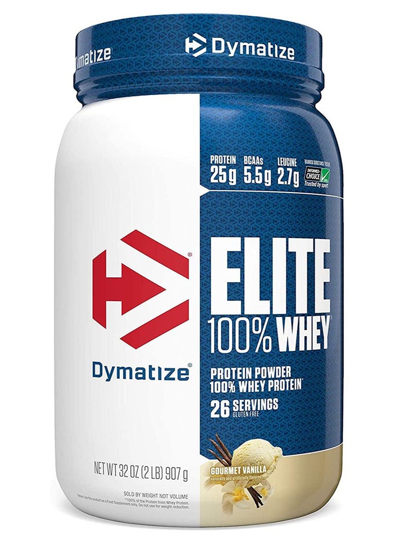 Dymatize Elite 100% Whey Protein Powder Gourmet Vanilla 2lb 907g - Image 1