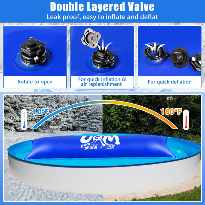 UQM Extra Large Thick Pool Pillow for Above Ground Pools, 4x15 Ft Pool Pillow for Closing Winter, 0.4mm Thicked Winter Pool Pillows Pool Closing Kit Winterizing Kit for Above Ground ï¼ˆ4x20ft Ropeï¼‰ - Image 4