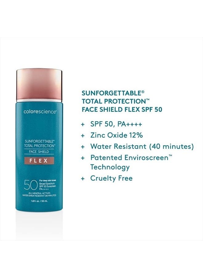 50 to 70 SPF Total Protection Face Shield Flex SPF 50, Zinc Oxide Formula, Tan, 1.8 fl. oz.