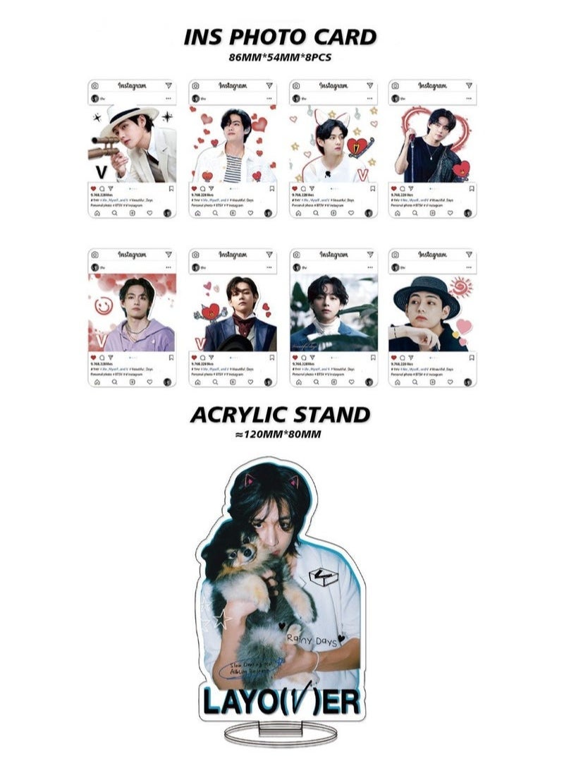 EHOME Bts Member V Solo Album Layover Gift Box With Lomo Cards, Acrylic Stand, Hand Account Tape, Keychain, Lanyard, Stickers, Photo Card  - Image 3
