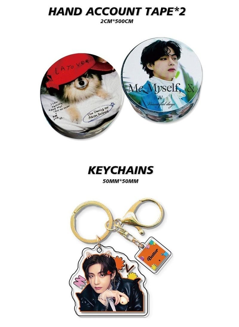 EHOME Bts Member V Solo Album Layover Gift Box With Lomo Cards, Acrylic Stand, Hand Account Tape, Keychain, Lanyard, Stickers, Photo Card  - Image 4