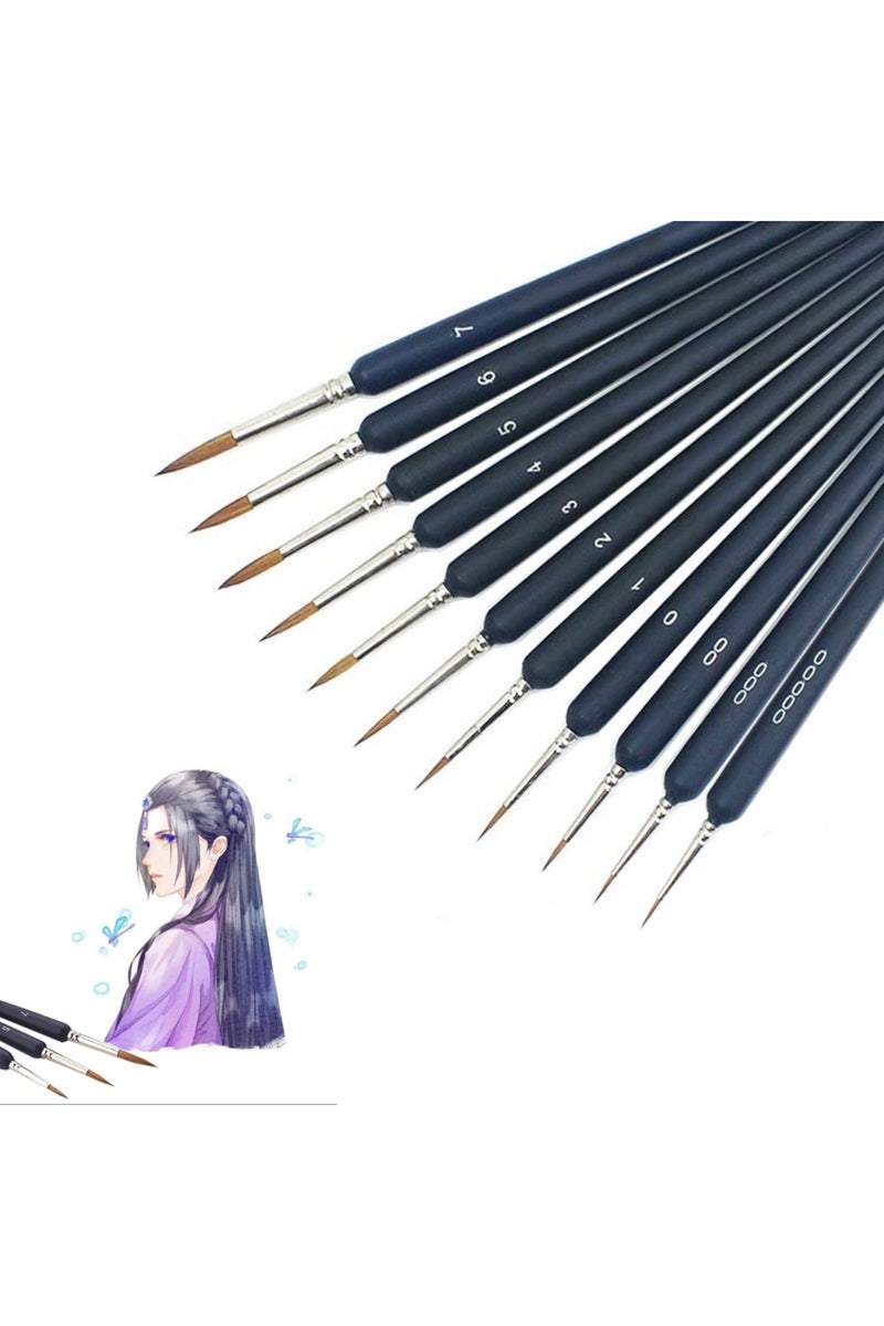 erorex 11pcs Black Detail 11/22pcs Miniature Hook Line Pen Art Detail Paint Brushes Set Nylon Hair Painting