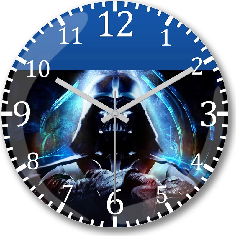 Baskı Dükkanı Print Shop Star Wars Darth Vader Lightsaber Wall Clock Domed Real Glass