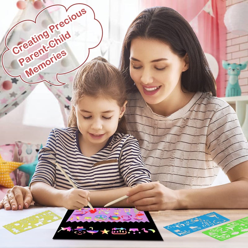 ZMLM Scratch Art for Kids: 60Pcs Magic Drawing Art Craft Kid Black Scratch off Paper Supply Kit Toddler Preschool Learning Bulk Toy for Age 3 4 5 6 7 8 9 10 Girl Boy Holiday|Party Favor|Birthday Gift - Image 2