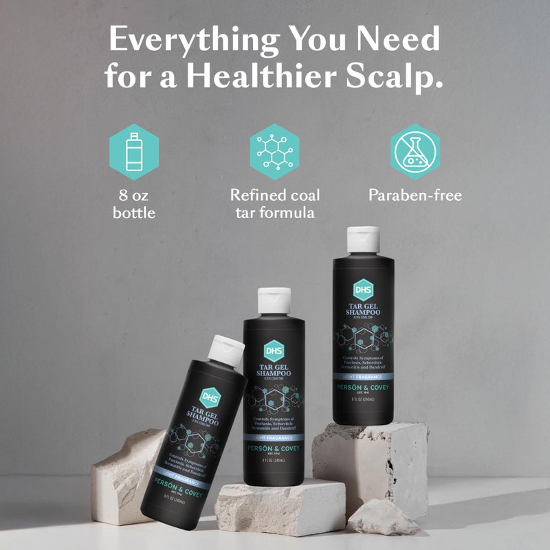 DHS Person & Covey T Gel Shampoo - Anti Dandruff, Mildly Scented Psoriasis Shampoo - 8 Fl. Oz. - Refined Coal Tar Gel Formula, Scalp Psoriasis, Deep Cleansing Rich Lather - Image 4