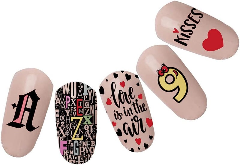 Mezerdoo 1Pcs ABC Letter Decals Nail Stamping Plates Letter Love Heart Design Large Stainless Steel Stamping Template Old English Alphabet Cute Numbers Nail Art Image Plate - Image 4