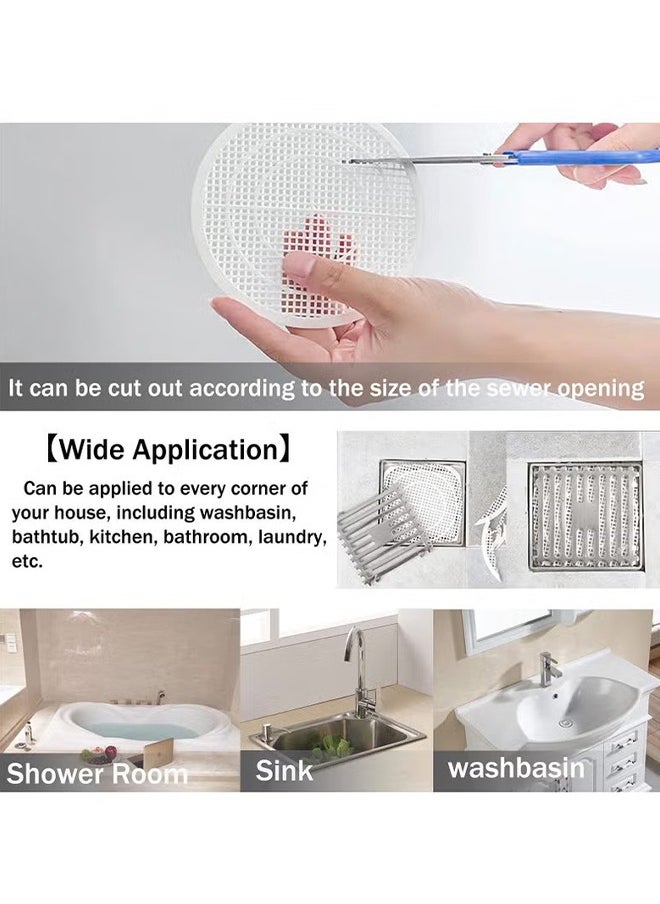 HY - Shower Drain Filter, Shower Hair Extension Mesh Plastic Floor Sink Strainer Can Be Cut Easy to Install and Clean, Fits Different Size Drain Openings, Bathroom, Washbasin, Tub, Kitchen (4 Pieces) - Image 1
