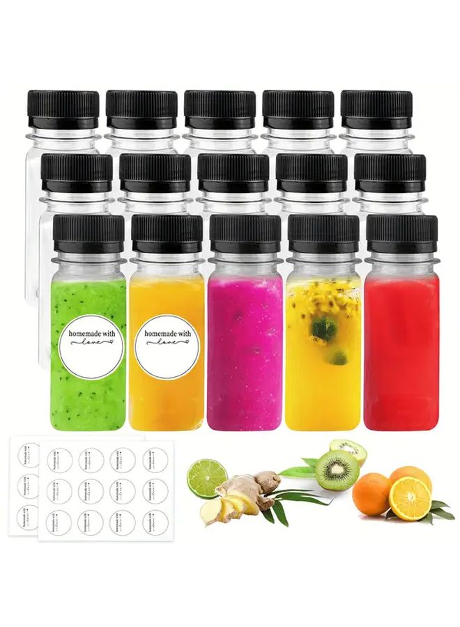 16 Pcs 2oz Reusable Plastic Shot Bottles With Black Lids Travel Size Containers - Image 1