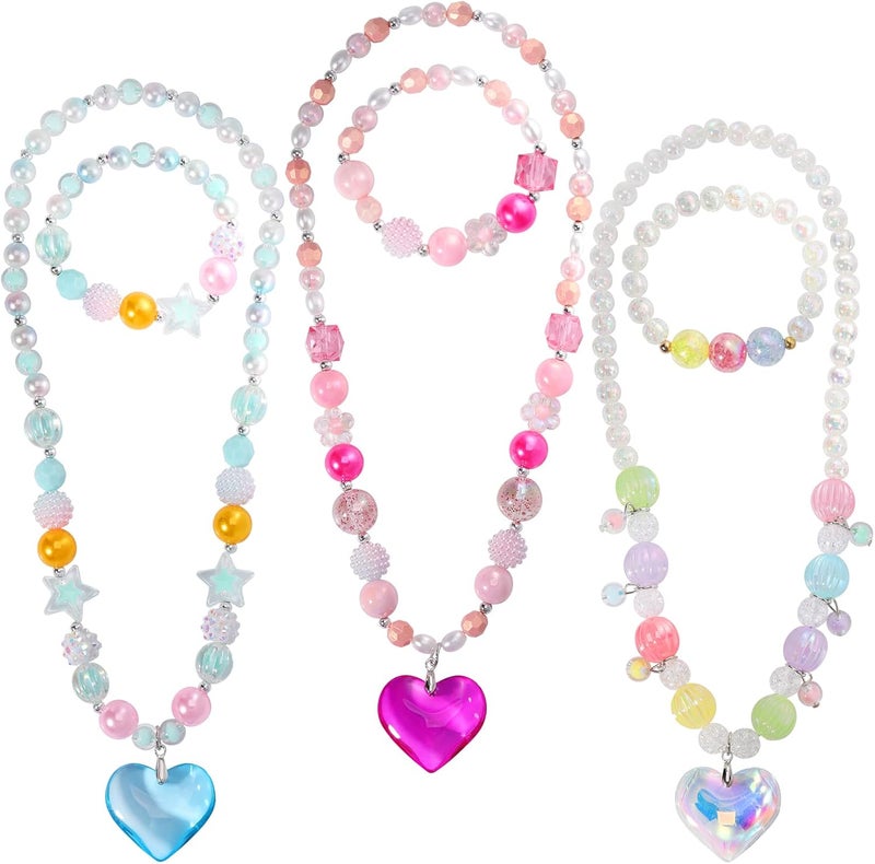 PinkSheep Toddler Jewelry Kids Necklace Choker and Bracelet 3 Pack 9pcs, Little Girls Jewelry In Box, Flower Girl Gift Kids Girls Accessories - Image 1