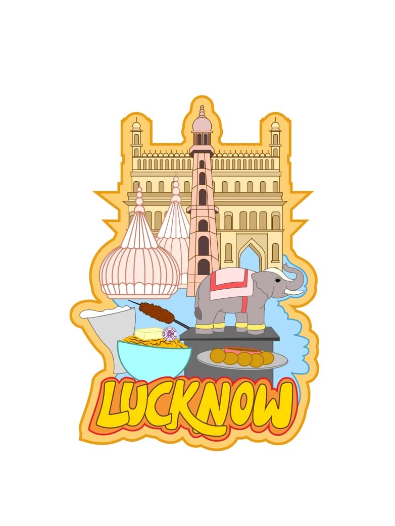 Skywalk India Souvenir Wooden MDF Lucknow Fridge Magnet (Multicolour) - Image 1