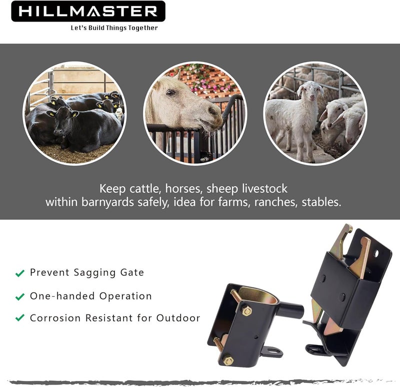 HILLMASTER Heavy Duty 2 Way Farm Gate Latch, Two Way Fence Gate Latch for Metal Gates Livestock Cattle Gate Latches Gate Hardware for Horse Corrals, Ranches(Screws and Instructions Included) - Image 3