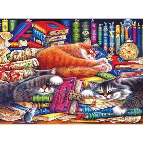 RoseArt Puzzle Collector The Old Book Shops Cats 1000 Piece Jigsaw Puzzle for Adults - Image 1