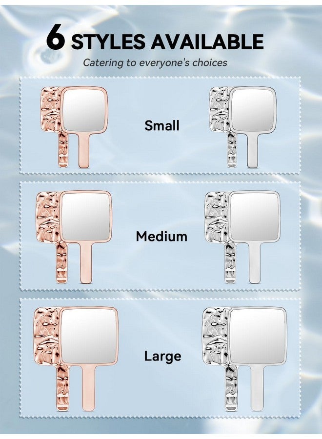 MIRRORNOVA Handheld Mirror, Water Ripples Hand Mirror With Handle For Makeup, Square, Rose Gold, Small (4 X 7 Inches) - Image 3