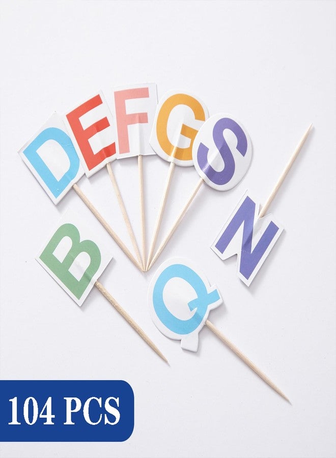 JBSJBS Letters Cupcake Topper Flag Mini Small 26 Letter Alphabet Toothpick Stick Flags Color A-Z Cake Party Festival Theme Decorations(104Pcs) - Image 2