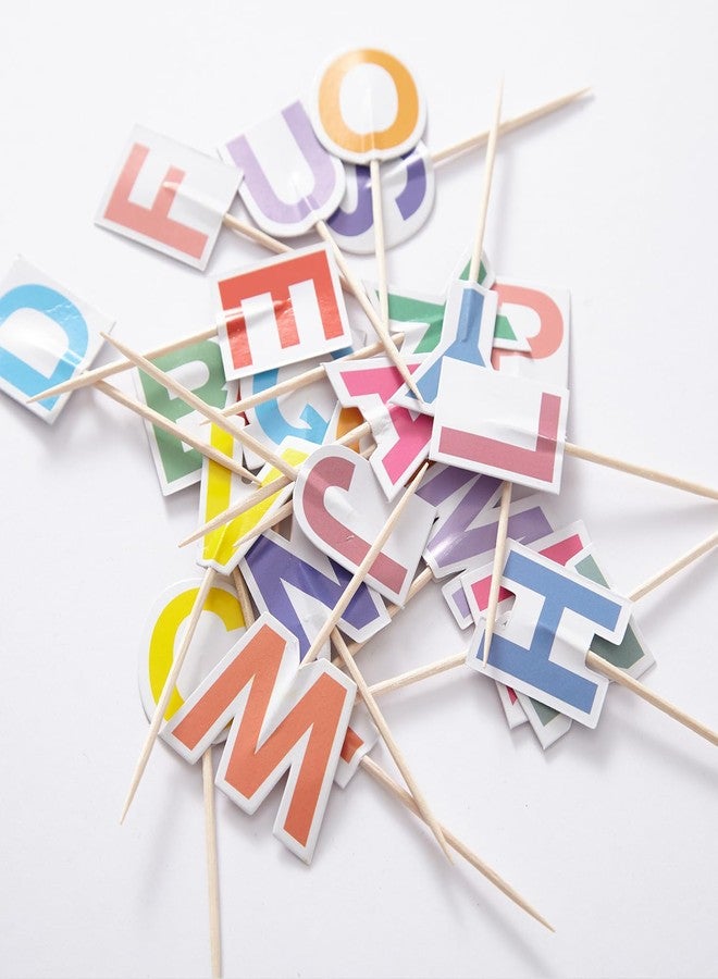 JBSJBS Letters Cupcake Topper Flag Mini Small 26 Letter Alphabet Toothpick Stick Flags Color A-Z Cake Party Festival Theme Decorations(104Pcs) - Image 5