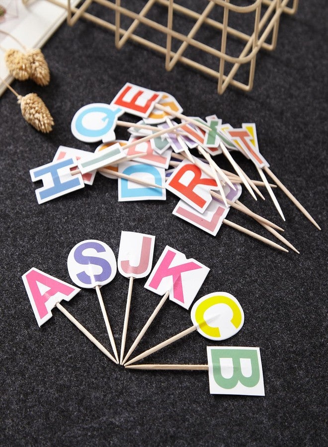 JBSJBS Letters Cupcake Topper Flag Mini Small 26 Letter Alphabet Toothpick Stick Flags Color A-Z Cake Party Festival Theme Decorations(104Pcs) - Image 3