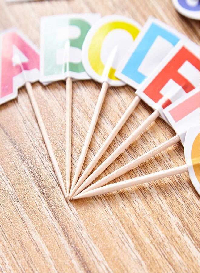 JBSJBS Letters Cupcake Topper Flag Mini Small 26 Letter Alphabet Toothpick Stick Flags Color A-Z Cake Party Festival Theme Decorations(104Pcs) - Image 4