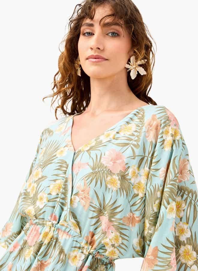 سبلاش فيڤ فستان ميدي بطبعة زهور - Image 4