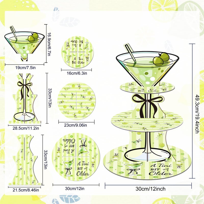 DAECHAO 3 Tier Martini Party Cupcake Stand Decorations, Christmas Martini Party Supplies Cupcake Tower Dessert Stand for Birthday Decoration Baby Shower Wedding Supplies - Image 2