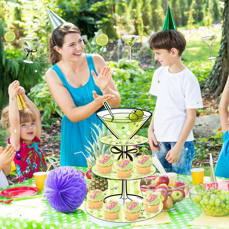 DAECHAO 3 Tier Martini Party Cupcake Stand Decorations, Christmas Martini Party Supplies Cupcake Tower Dessert Stand for Birthday Decoration Baby Shower Wedding Supplies - Image 4
