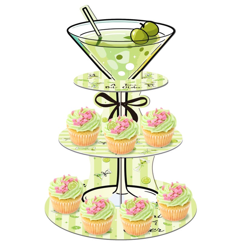 DAECHAO 3 Tier Martini Party Cupcake Stand Decorations, Christmas Martini Party Supplies Cupcake Tower Dessert Stand for Birthday Decoration Baby Shower Wedding Supplies - Image 1