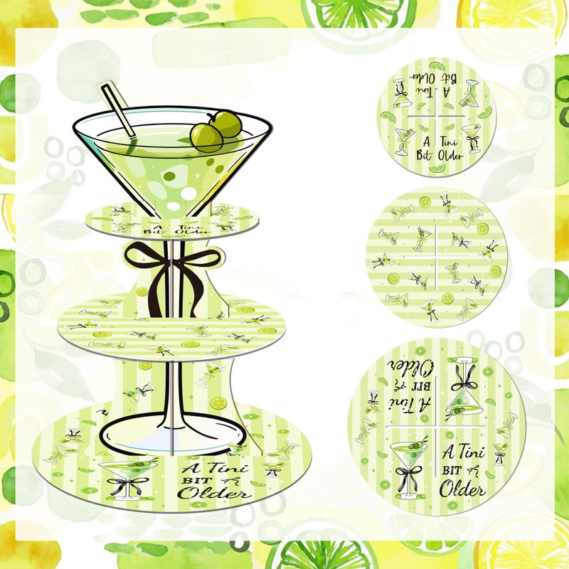 DAECHAO 3 Tier Martini Party Cupcake Stand Decorations, Christmas Martini Party Supplies Cupcake Tower Dessert Stand for Birthday Decoration Baby Shower Wedding Supplies - Image 3