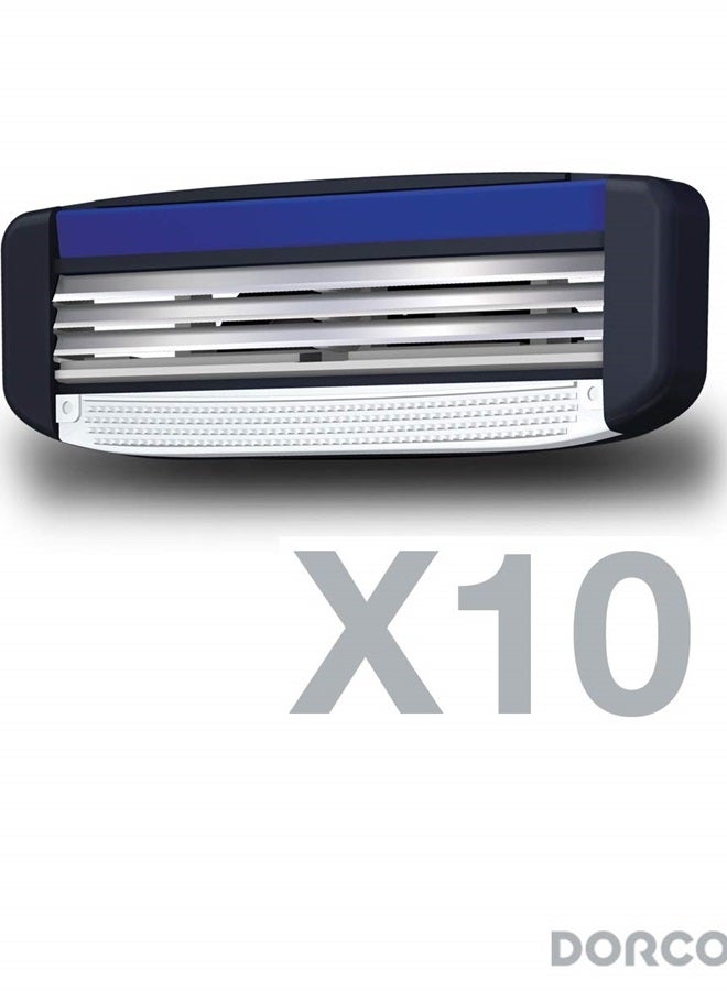 Dorco Pace 3 - Three Razor Blade Shaving System- Value Pack (10 Cartridges + 1 Handle) - Image 1
