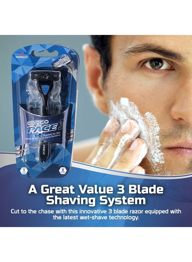 Dorco Pace 3 - Three Razor Blade Shaving System- Value Pack (10 Cartridges + 1 Handle) - Image 2