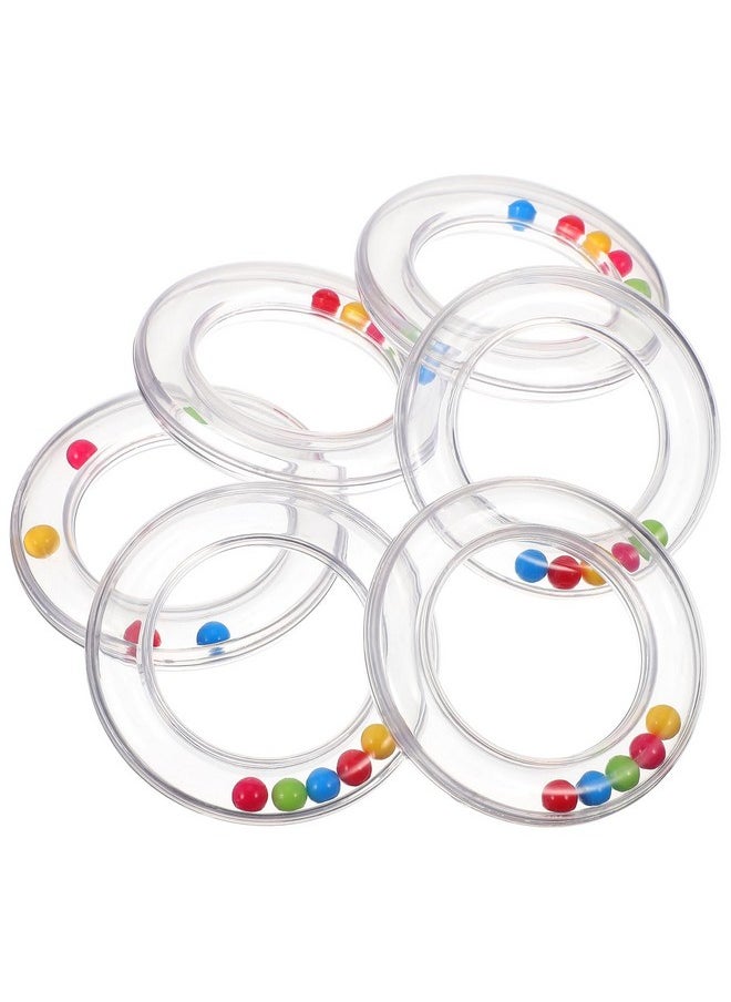 Toyvian Toyvian 6Pcs Transparent Baby Rattles - Portable Baby Toy Rings with Visible Rolling Beads, Plastic Hand Bell Shaker,Easy-Grasp for Sensory Play Newborn Toddler Gifts(3.14 * 3.14 * 0.62in)  - Image 1