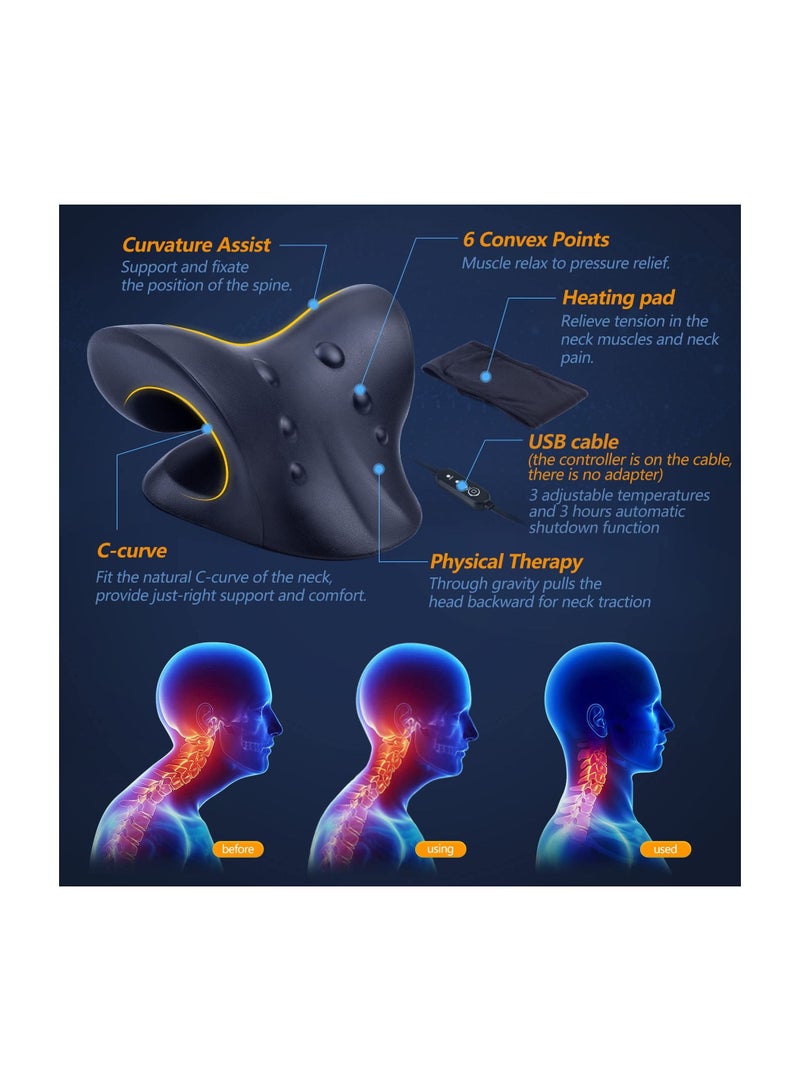 الأزرق جي دبليو Neck and Shoulder Relaxer with Magnetic Therapy Pillowcase, Heated Cervical Traction Device Pillow Graphene Pad, for Relieve TMJ Headache Muscle Tension Spine Alignment - Image 2